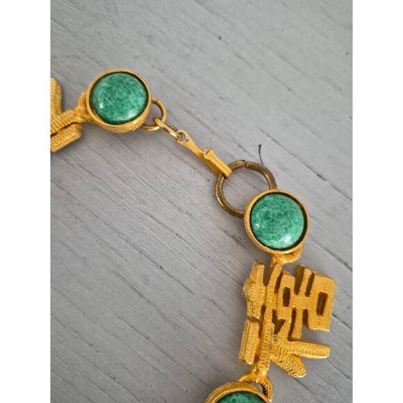 Vintage Chinese Faux Jade Statement Choker Necklace - Picture 3 of 5